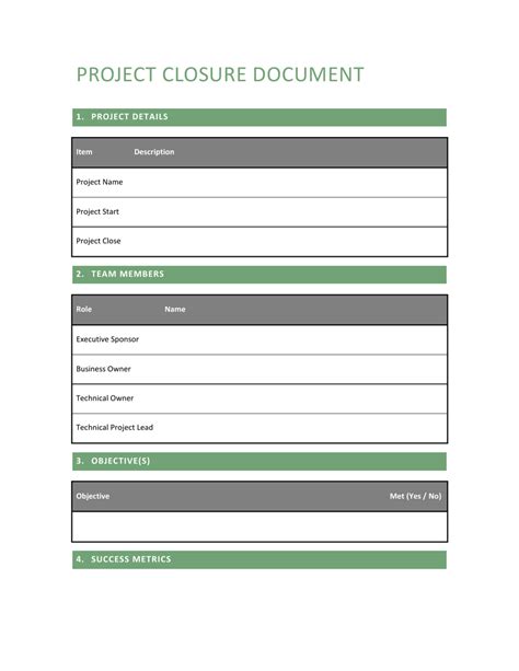 closure report template